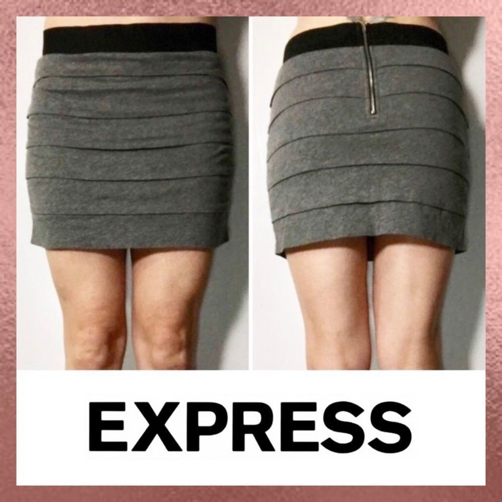 Express Gray Stretch Layered Bodycon Mini Skirt XS